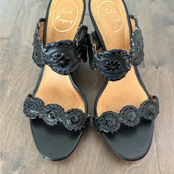 EUC Jack Rogers Layne black leather wedges size 7 - Picture 5 of 7